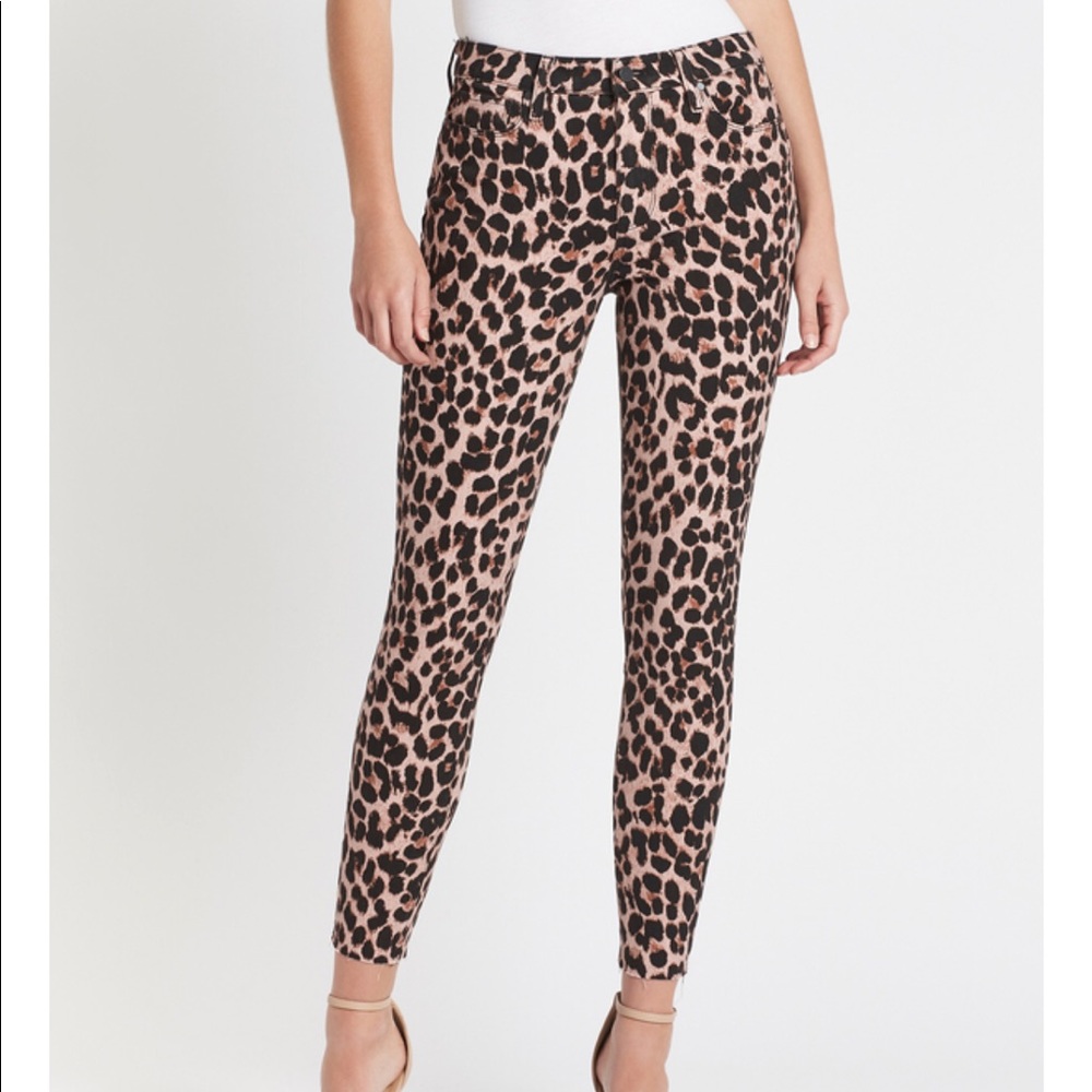 COPY - Paige Hoxton Ankle Raw Hem Jeans  in Pink Leopard